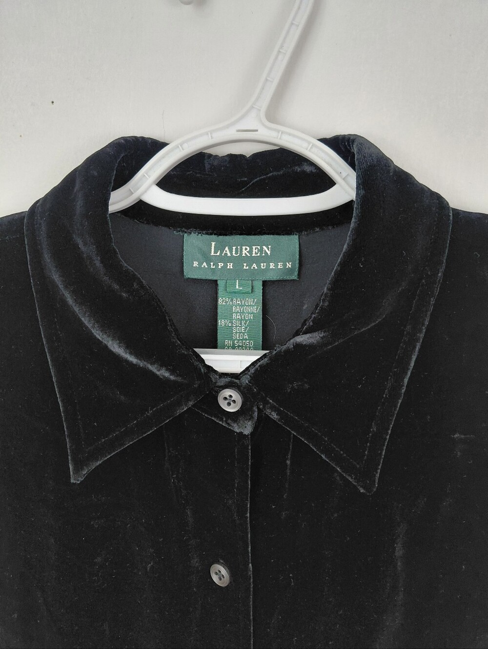 Lauren Ralph Lauren Womens Velvet Button Up Long Sleeve Blouse Emblem Size Large - Picture 6 of 8